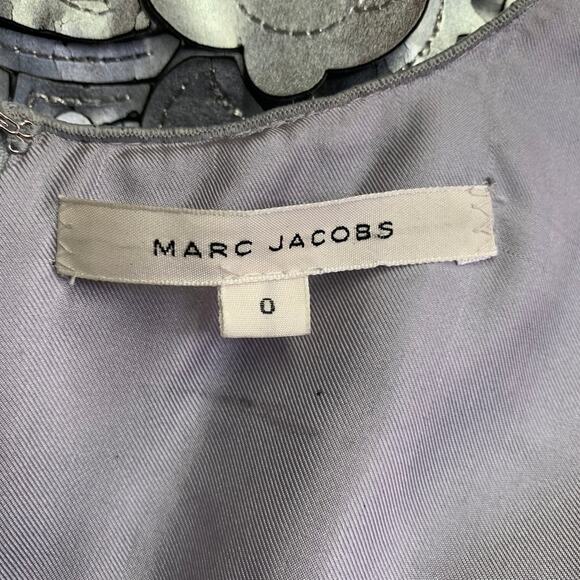 MARC JACOBS Size 0 Silver Grey Leather Floral Cut Out Sleeveless Dress Top - Picture 12 of 12